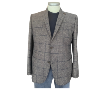 Giacca in Lana e Seta a Motivo Check Stile Inglese