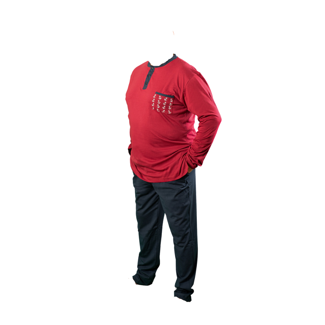 Pigiama Serafino in Puro Cotone Pettinato – Made in Italy - immagine 2