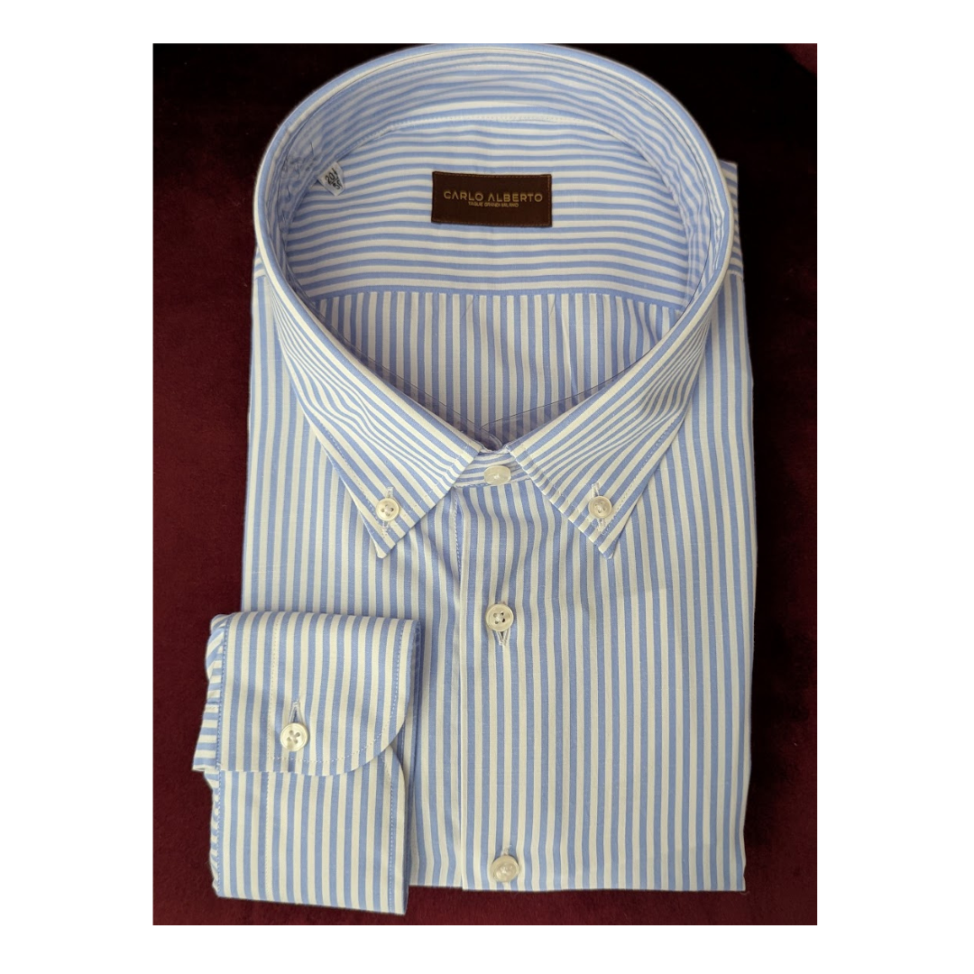 Camicia Puro cotone rigato azzurro Carlo alberto tagliegrandi