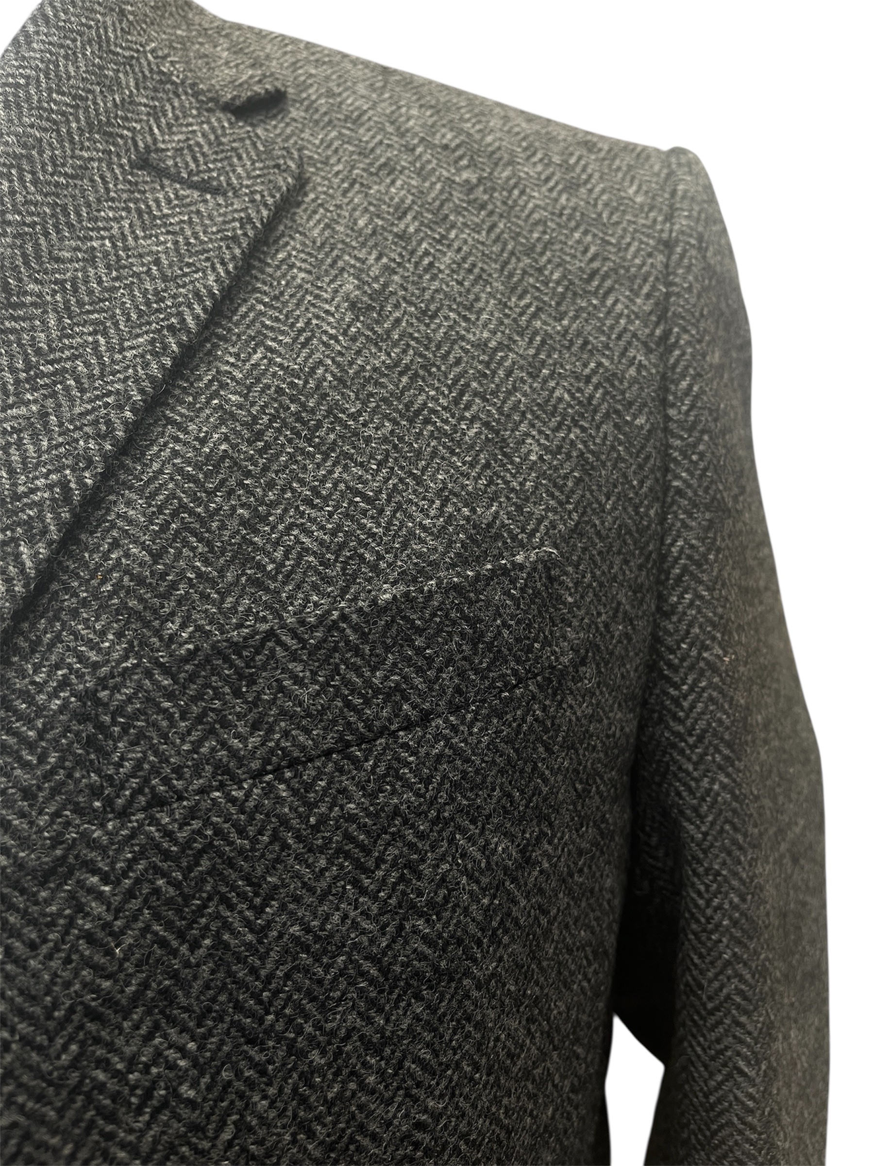 🔹 Giacca Spigata in Harris Tweed – Sfoderata con Tasche a Toppa Carlo Alberto taglie grandi - immagine 4