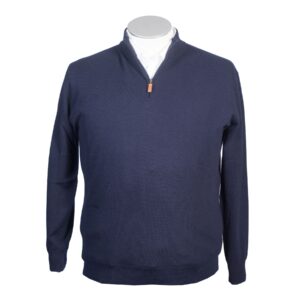 Lupetto mezza zip in lana e cashmere Made in Italy.