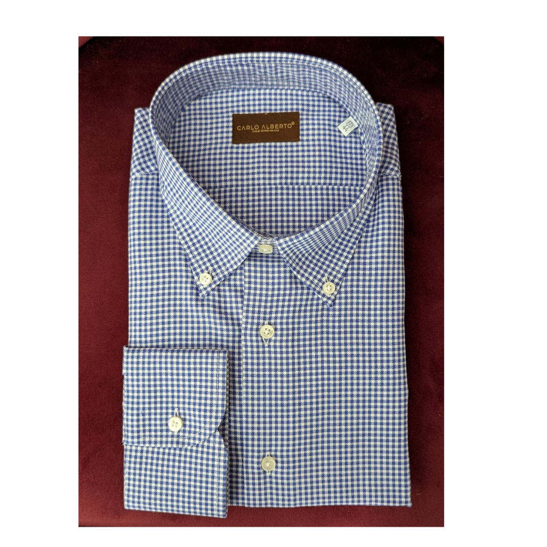 Camicia Quadro Blu puro cotone carlo alberto taglie grandi