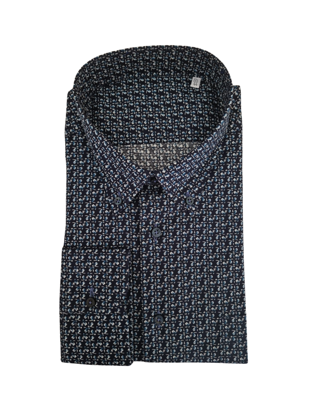 Camicia puro cotone fantasia blu- brand Carlo Alberto Milano