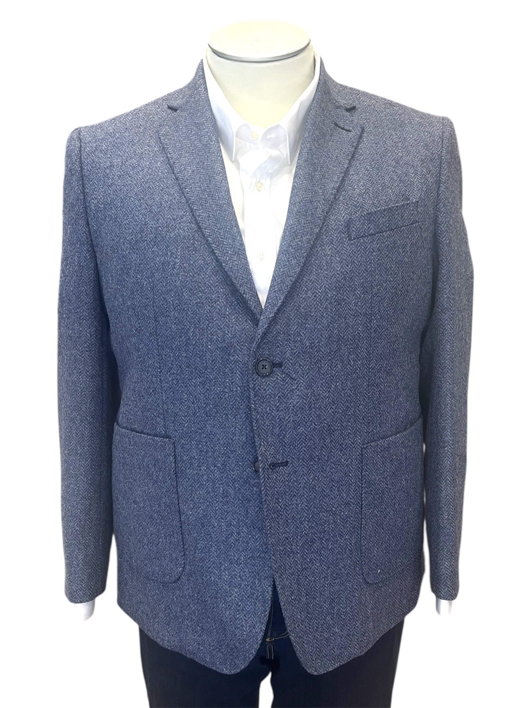 🔹 Giacca Spigata in Harris Tweed – Sfoderata con Tasche a Toppa Carlo Alberto taglie grandi - immagine 2