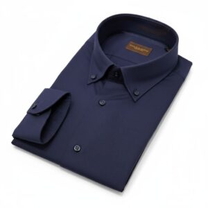 Camicia Puro Cotone Blu – Collo Bottoncino  Carlo Alberto Taglie Grandi – Made in Italy