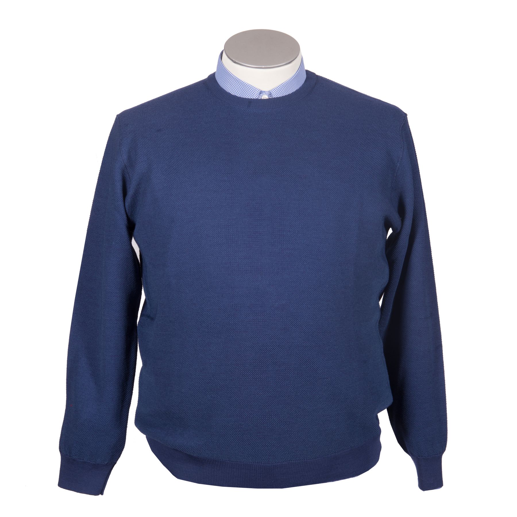 Maglia Girocollo in puro cotone Lavorazione Grana di Riso, Made in Italy