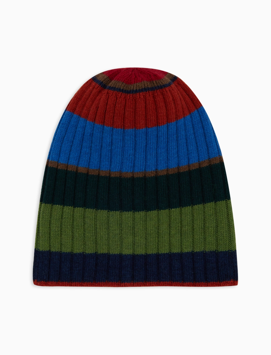 Brand Gallo-Berretto a Coste in Lana e Cachemire Made in Italy