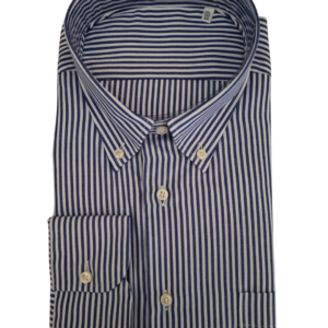Camicia puro cotone rigato blu brand - Carlo Alberto Milano