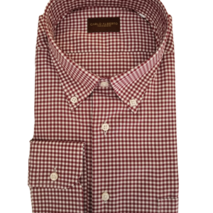 Camicia puro cotone quadro rosso-brand Carlo Alberto Milano